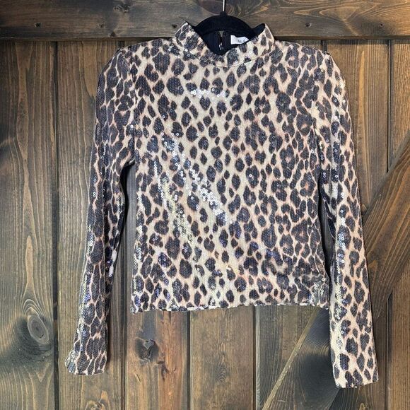 A.L.C. Marshall Sequin Leopard Animal Print Top - Picture 4 of 9